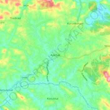 Carte topographique Anchal, altitude, relief