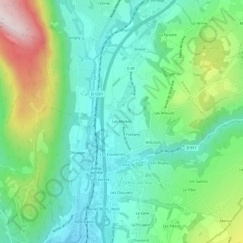 Carte topographique Les Mellets, altitude, relief