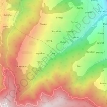 Carte topographique Nun, altitude, relief