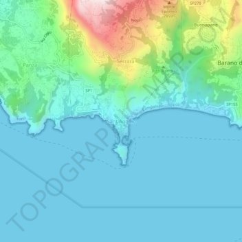 Carte topographique Sant Angelo, altitude, relief