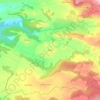 Carte topographique Eragne, altitude, relief