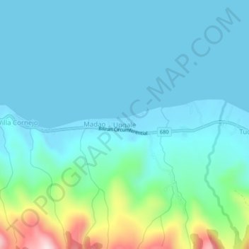 Carte topographique Ungale, altitude, relief