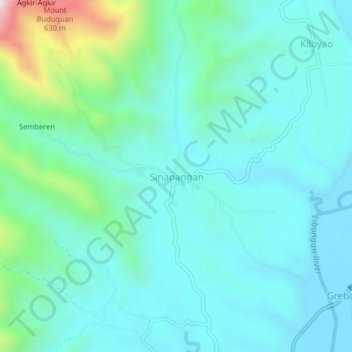 Carte topographique Sinapangan, altitude, relief