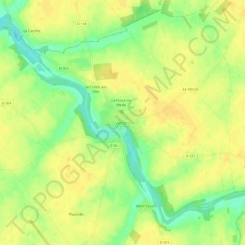 Carte topographique Verdes, altitude, relief