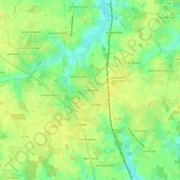 Carte topographique Les Putignys, altitude, relief