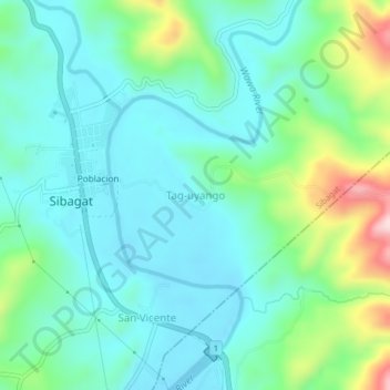 Carte topographique Tag-uyango, altitude, relief