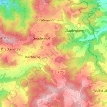 Carte topographique Danersdorf, altitude, relief