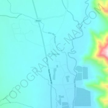 Carte topographique El Puesto, altitude, relief