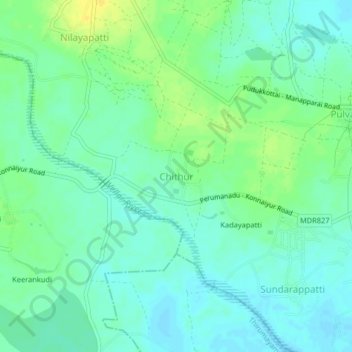 Carte topographique Chittur, altitude, relief
