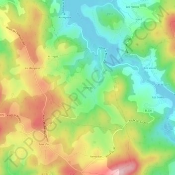 Carte topographique Vissingy, altitude, relief