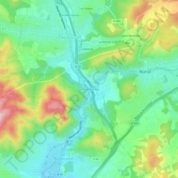 Carte topographique Le Pont de Joux, altitude, relief