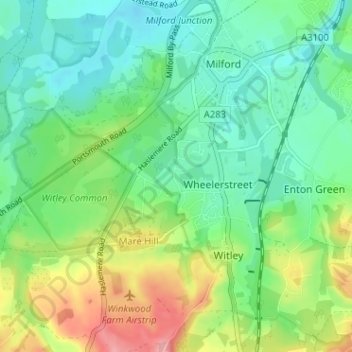 Carte topographique Cramhurst, altitude, relief