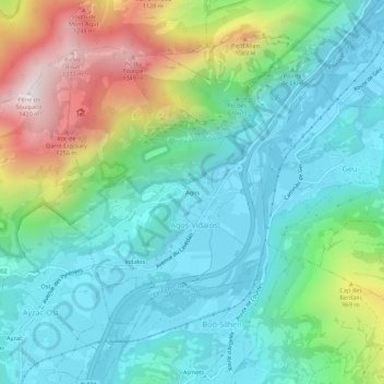 Carte topographique Agos, altitude, relief