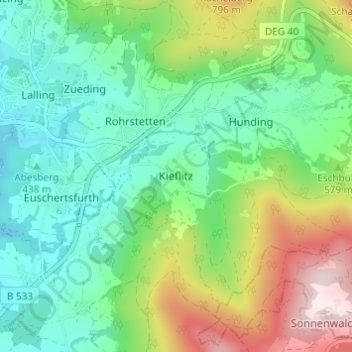 Carte topographique Kieflitz, altitude, relief