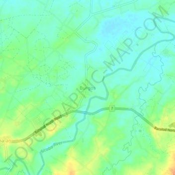 Carte topographique Burgos, altitude, relief