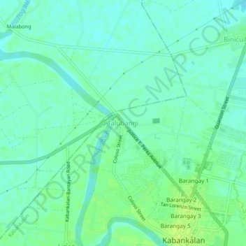 Carte topographique Talubangi, altitude, relief