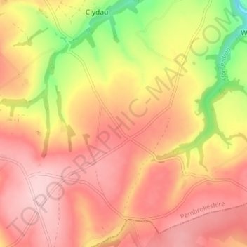 Carte topographique Pant-yr-hwddwch, altitude, relief