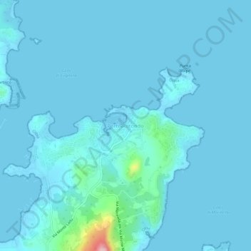 Carte topographique Porto Rotondo, altitude, relief