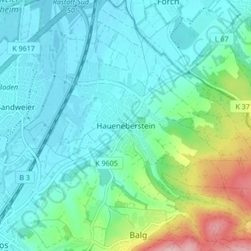 Carte topographique Haueneberstein, altitude, relief