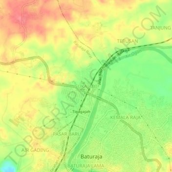 Carte topographique SUKAJADI, altitude, relief