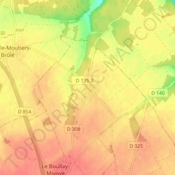 Carte topographique Fonville, altitude, relief