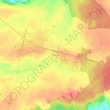 Carte topographique Les Perreux, altitude, relief
