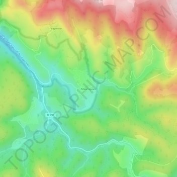 Carte topographique Masmejean, altitude, relief