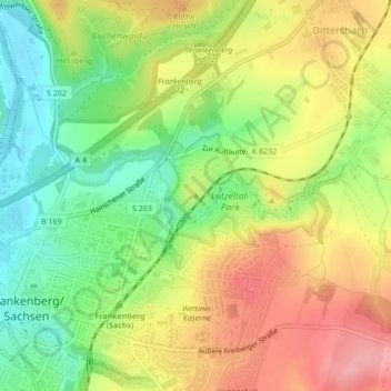 Carte topographique Hopfenberg, altitude, relief