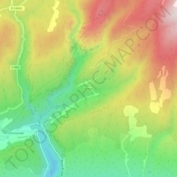 Carte topographique Vévouil, altitude, relief