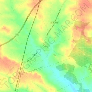 Carte topographique Pozoseco, altitude, relief