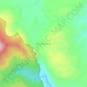 Carte topographique Tellumpanuae, altitude, relief