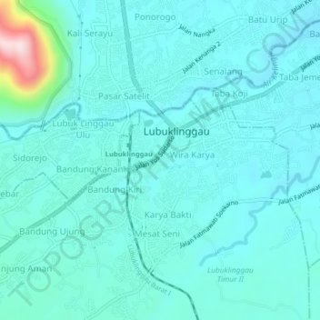 Carte topographique Dempo, altitude, relief