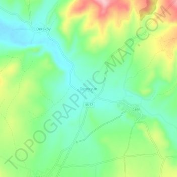Carte topographique Demiryurt, altitude, relief