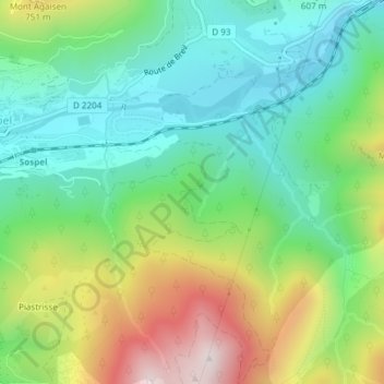 Carte topographique Castès, altitude, relief