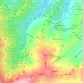 Carte topographique Vicobarone, altitude, relief