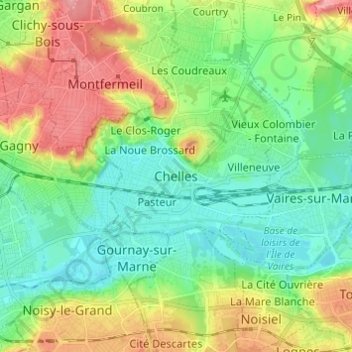 Carte topographique Chelles, altitude, relief