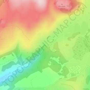 Carte topographique Cascade de la Barthe, altitude, relief
