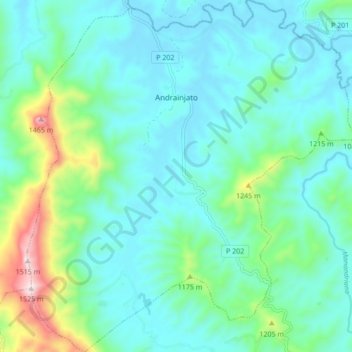 Carte topographique Andrainjato, altitude, relief
