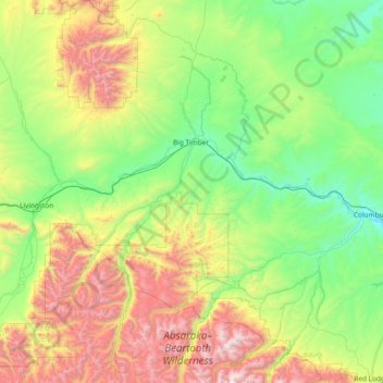 Carte topographique Sweet Grass County, altitude, relief