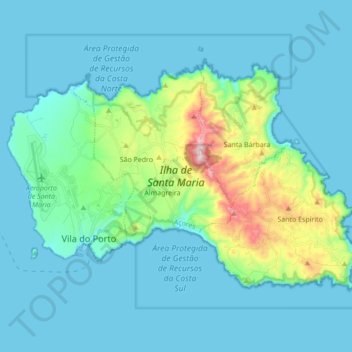 Carte topographique Ilha de Santa Maria, altitude, relief