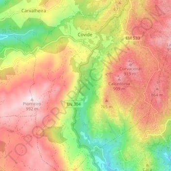 Carte topographique Covide, altitude, relief