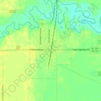 Carte topographique Portland, altitude, relief