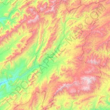 Carte topographique خاص روزگان ولسوالۍ, altitude, relief