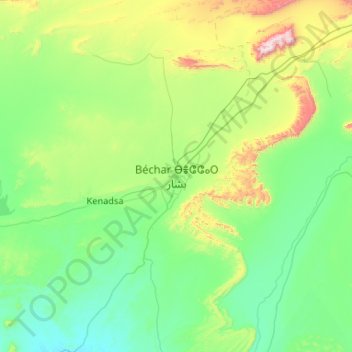 Carte topographique Béchar, altitude, relief