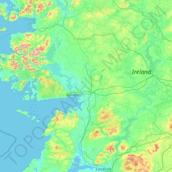 Carte topographique County Galway, altitude, relief