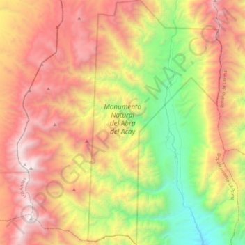 Carte topographique Monumento Natural del Abra del Acay, altitude, relief