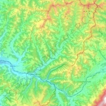 Carte topographique Trub, altitude, relief