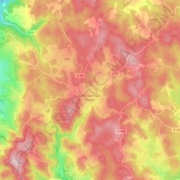 Carte topographique Saint-Germain-l'Herm, altitude, relief
