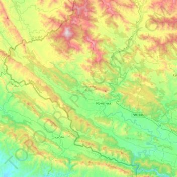 Carte topographique Nowshehra Tehsil, altitude, relief