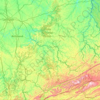 Carte topographique Daniel Boone National Forest, altitude, relief